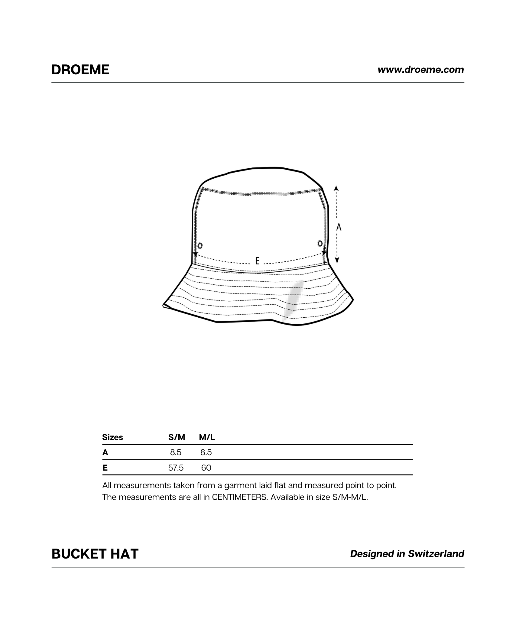 Droeme - Size Chart Bucket Hat