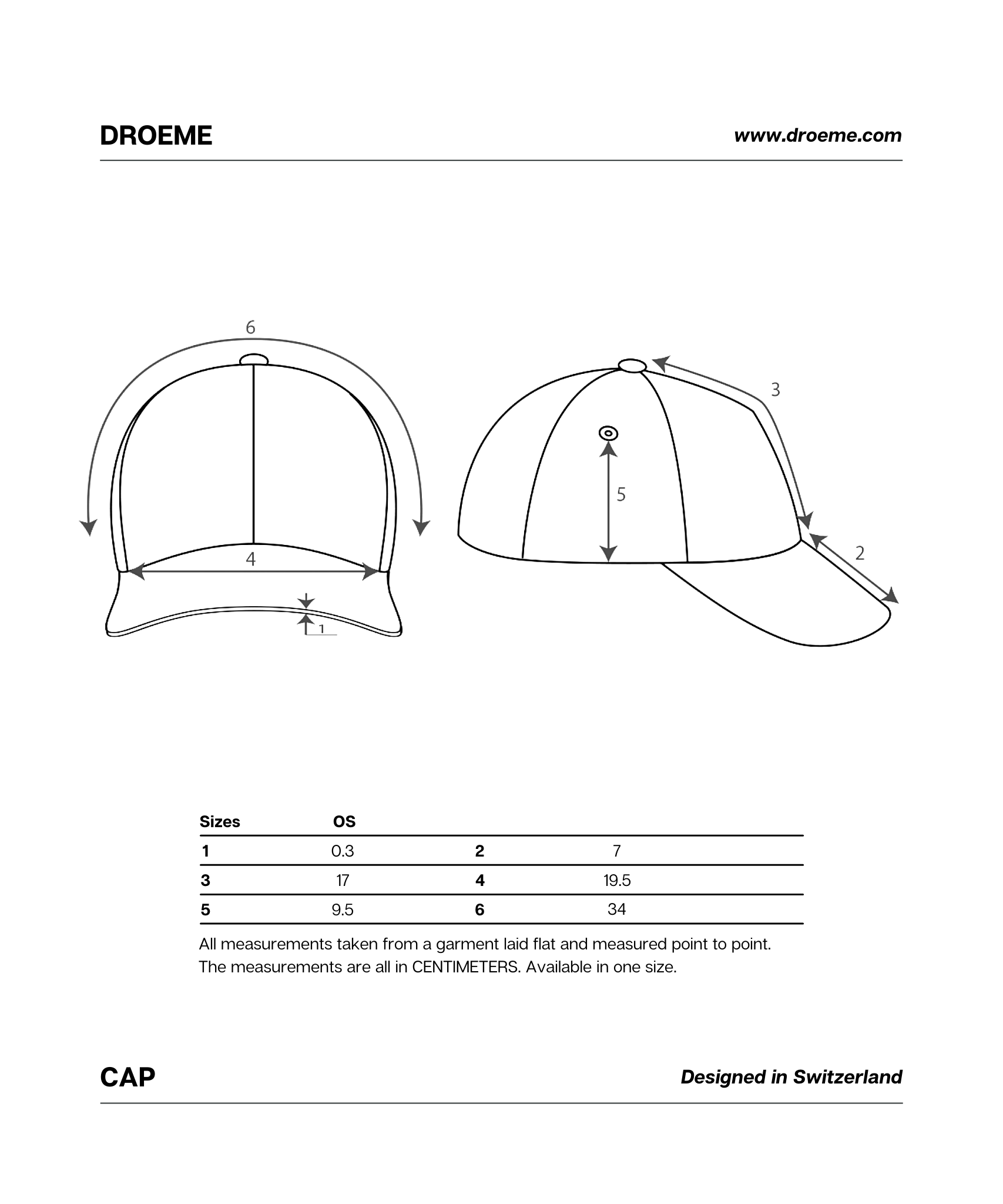 Droeme - Size Chart Studios Cap