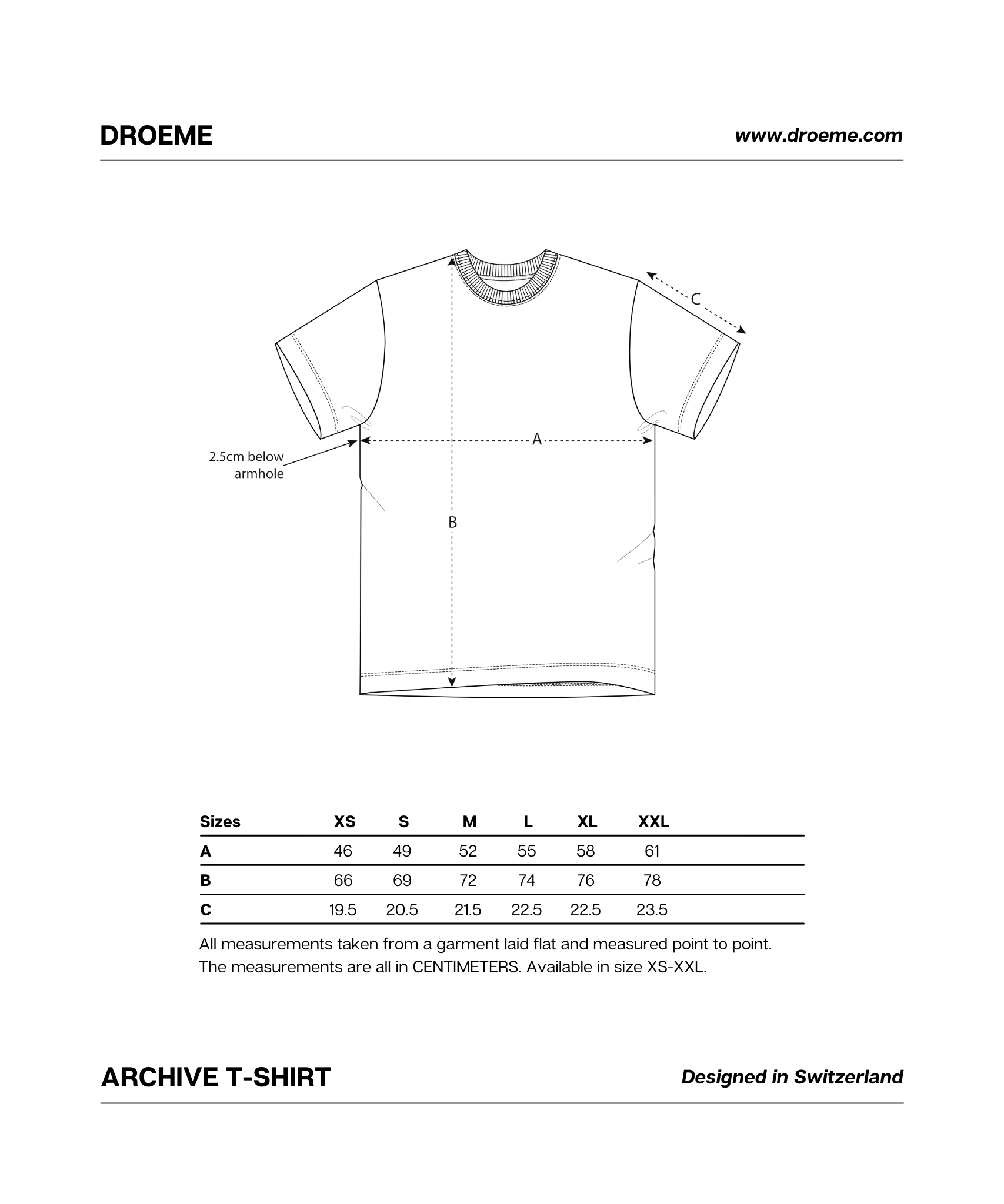 Droeme - Size Chart Archive T-Shirt