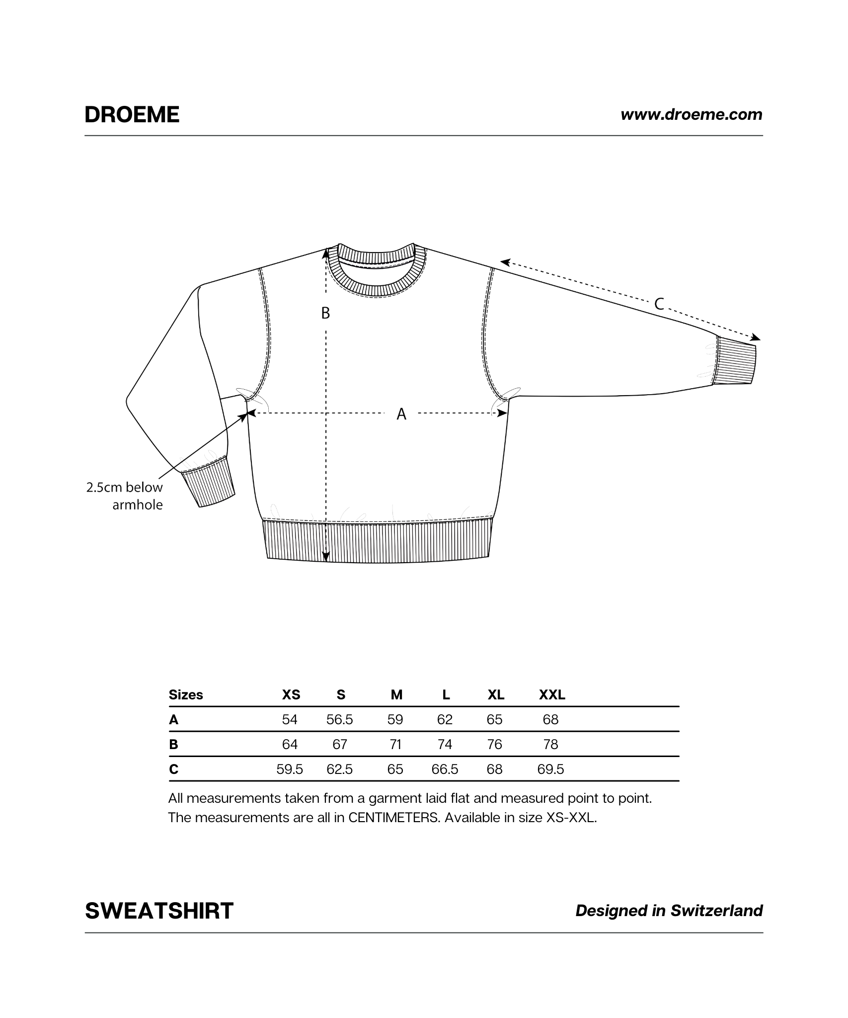 Droeme - Size Chart Sweatshirt