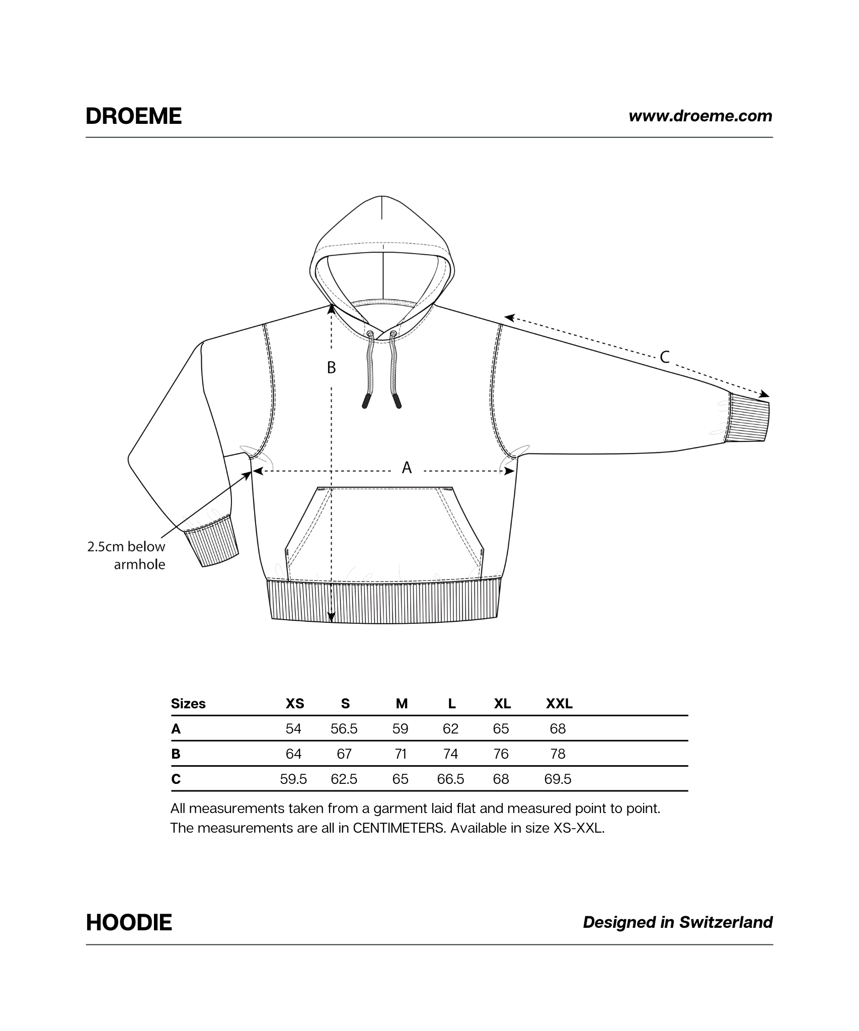 Droeme - Size Chart Hoodie