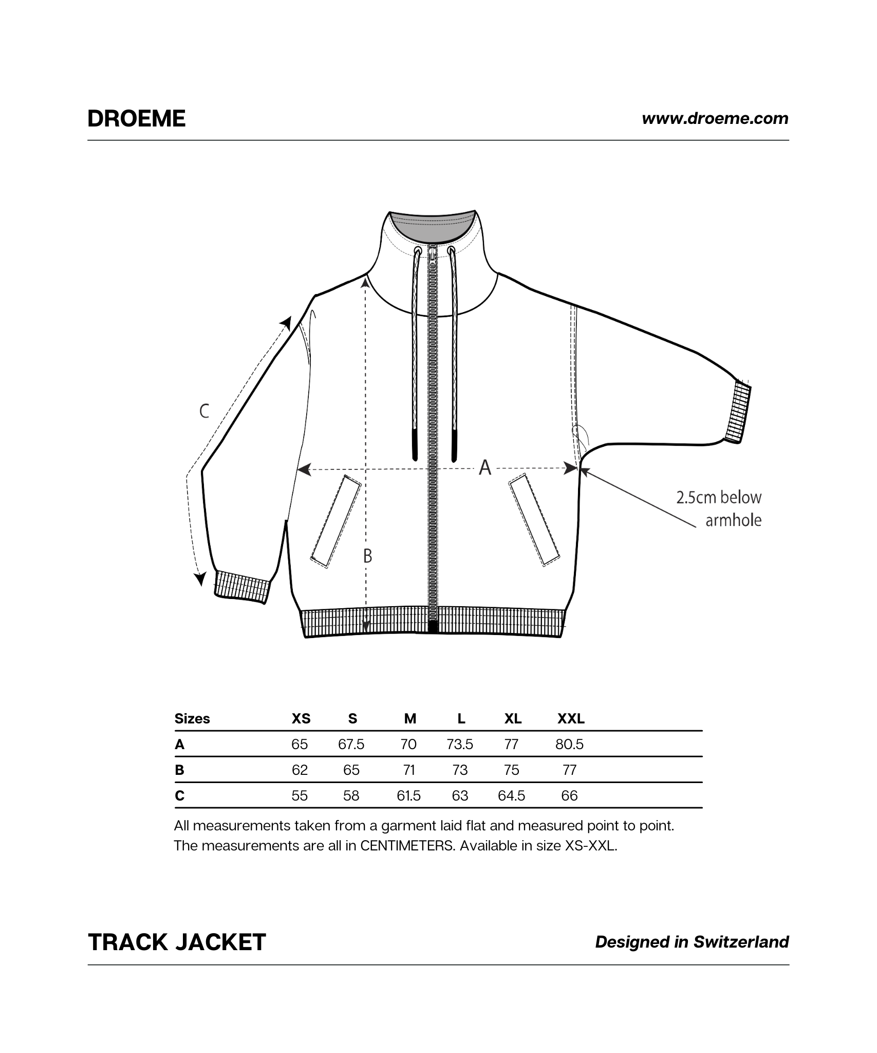 Droeme - Size Chart Track Jacket