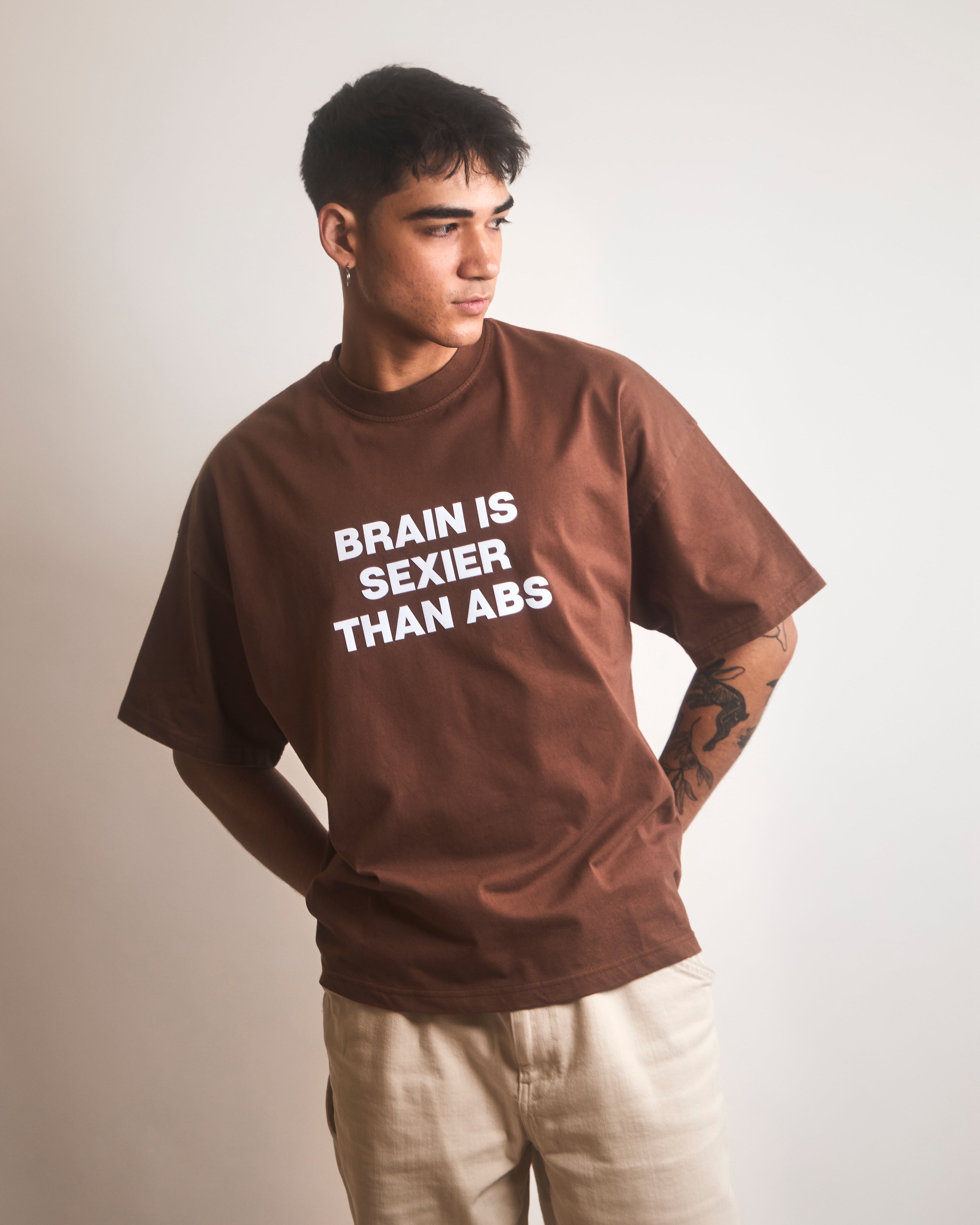 Brain is sexier than abs t-shirt